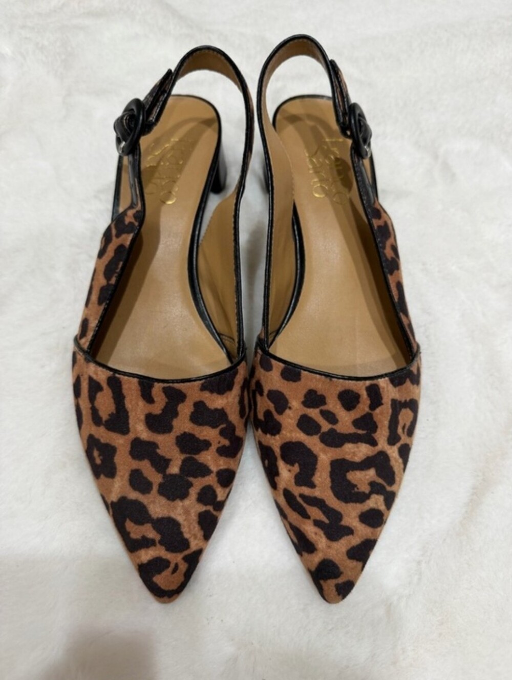 Franco Sarto Leopard Print Slingback Flats in Brown and Black Size 6